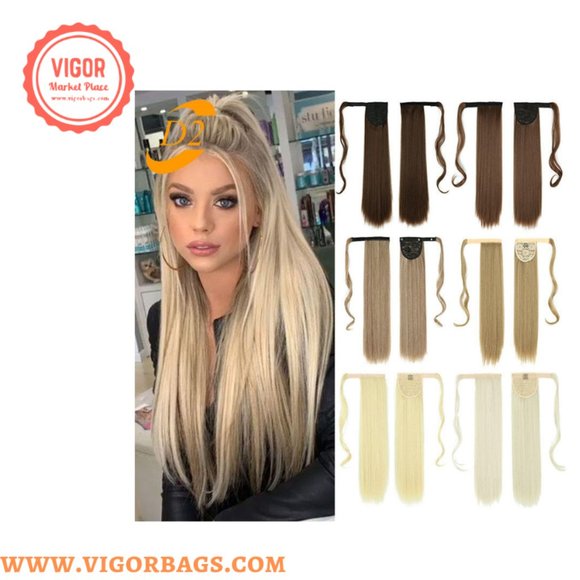 Long Straight Ponytail Hair Synthetic Extensions & Long Curly Wavy Hair 16 Clip main image 13